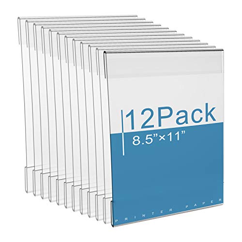 EasyPAG 8.5x11 inch Wall Mount Acrylic Sign Holder with 3M Tape Adhesive for Office, Home, Store, Restaurant, 12 Pack