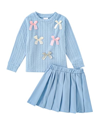 Image of Renotemy Toddler Girls Outfits Winter Little Girl Clothes Skirt Set 18M-6Y | Girls Christmas Fashion 2 Piece Outfit,Fall Knit Sweater and Skirt Set,Holiday Thanksgiving Dress Back to School Essentials