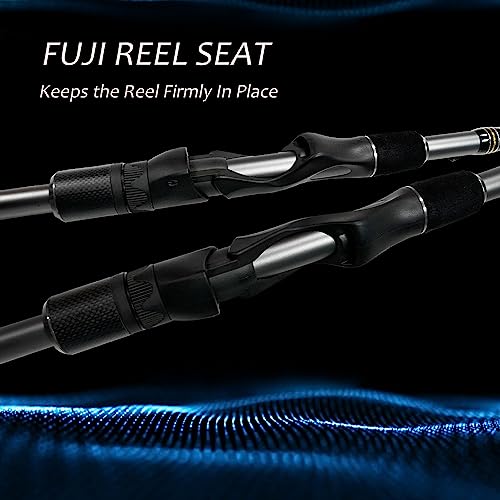 Tempo Sphera Caña de Pescar Spinning - 2 Piezas Fibra de Carbono con Porta Carrete Fuji y Guías de Acero Inoxidable para Agua Dulce y Salada miniatura 5