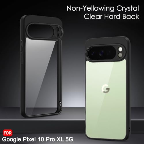 Image of TheGiftKart Ultra-Hybrid Shockproof Back Cover Case for Google Pixel 10 Pro XL | Camera Protection Bump | Hard Back Cover Case for Pixel 10 Pro XL (PC & TPU, Transparent Clear Back, Black Sides)
