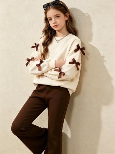 Image of Girls Outfits 2 Piece Long Sleeve Butterfly Sweatshirt and Pants Fall Clothing Set Size 7-14 Years