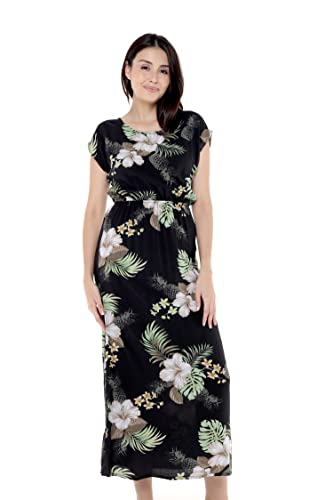 Image of Hawaii Hangover Women's Hawaiian Cap Sleeve Maxi Dress Signature Prints | Cap Sleeves; Maxi Length; Soft Rayon Fabric; Signature Tropical Prints; Resort Vacation Style