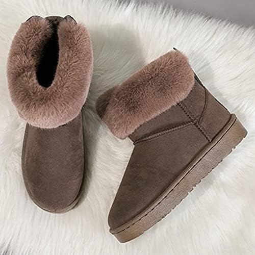 Amazon.com: Botas de invierno peludas para mujer, de felpa, cálidas,  cómodas, para nieve, gruesas, de color sólido, punta redonda : Ropa, Zapatos  y Joyería