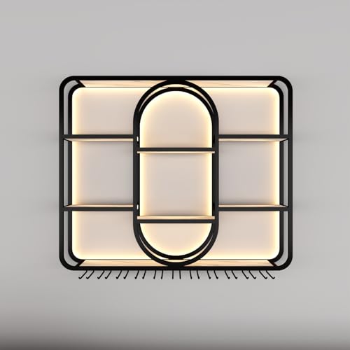 Étagère murale moderne en métal noir avec LED : optimisez votre rangement de bar
