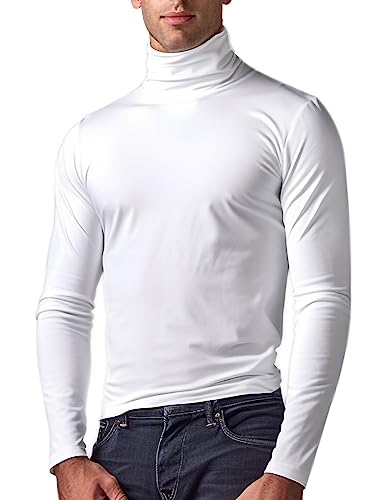 Turtleneck Thermal Long Sleeve Shirts For Men, Mens Pullovers White Slim Fit Mock Turtle Neck T Shirt Top Casual Basic Men's Pullover Xxl #TOP3