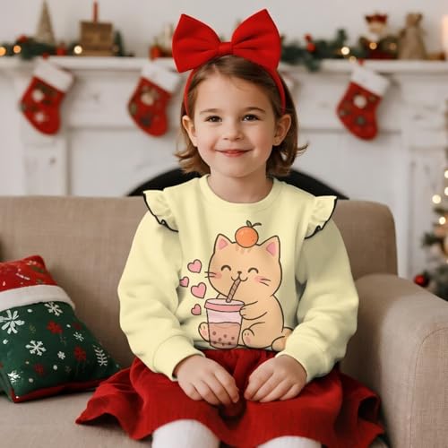 DISNIMO Sweatshirt Kids Long Sleeve Shirts Girls Crewneck Sweatshirts Ruffle Pullover Fall Clothes Outfit2