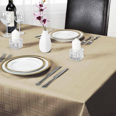Emma Barclay Chequers - Jacquard Table Cloth in Coffee - 70x108 (178x274cm), 108 x 70 inch (Rectangular) - Image 2