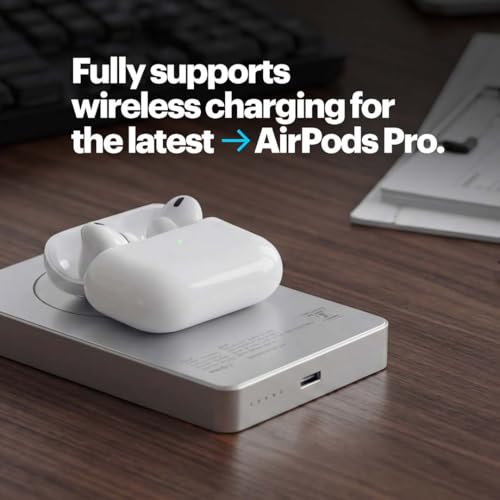 Image of Stuffcool Aura 10000mAh Magnetic Wireless Powerbank 15W Compatible with iPhone Samsung Pixel 20W PD Fast Charging Silver Colour BIS Certified