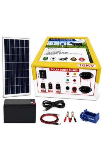 Image of ARJUN Solar Jhatka Machine Fence Energizer Combo for Agriculture Farms (40 Acer Cover100 Bigha) |12V 12ah Battery| 25pcs Corner 100pcs Reel Insulators | Solar Charge Panel 20W (100Acre)