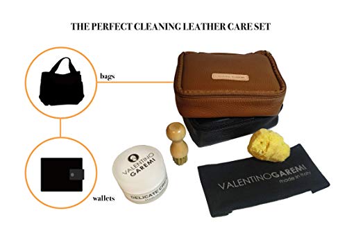 Valentino Garemi Luxury Leather Care Kit – Ultimate Gift Set to Clean Condition Delicate Fine Designer Name Leathers of Shoes Purse Handbags Belts Gloves Clothes (Brown Case)