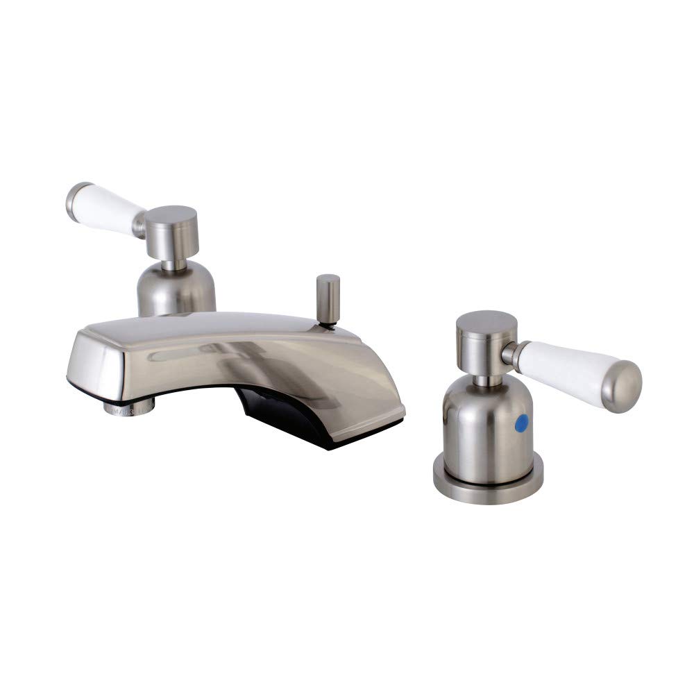 Robinet de toilette Kingston KB8928DPL nickel satiné 8 pouces avec bonde pop-up pour salle de bain