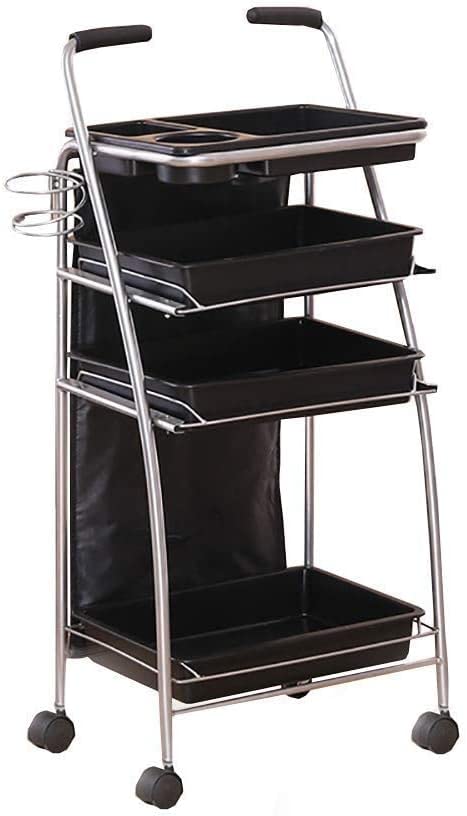 HUIBBGO Carritos móviles Grandes, Carrito de Servicio doméstico, Carrito Grande de 4 Niveles para salón de Belleza, SPA, Herramientas de uñas con 4 Ruedas, 4 bandejas y Soporte para Secado
