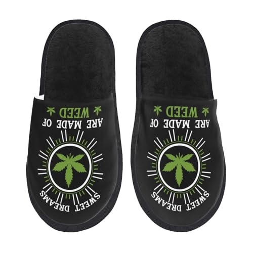 Sweet Dreams Are Made Of Weed Slippers For Women Men Cozy Indoor And Outdoor Slip On Slippers Fuzzy House Shoes