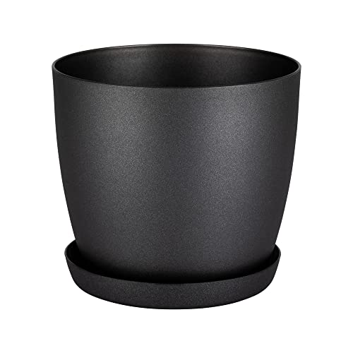 Home Garden Ornaments Graphite Plant Pots Indoor 18cm Diameter - Plant Pot with Plant Saucer –...