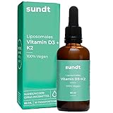 Vitamina liposomal D3+K2 en gotas para obtener suficiente calcio, en el lugar adecuado - Frasco de 60 ml - 30 aplicaciones - Sin OGM - Hecho en la UE - Sundt Nutrition® Suplemento alimenticio