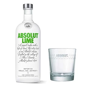 Absolut Vodka Lime Set avec Verre Tumbler Wodka avec Vernis, Liqueur Liquide, Liquide, spirituose, Alcool, Bouteille, 40% 1 l