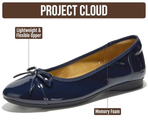 Image of Project Cloud Ballet Flats for Women Shoes - Genuine Leather Insole and Lightweight Mary Jane Flats - Non-Slip and Comfortable Womens Shoes
