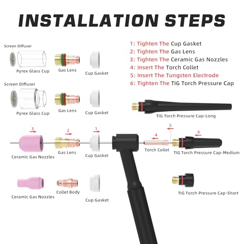 Kit de pièces de rechange pour torche TIG WP-26 avec buse en verre - 4