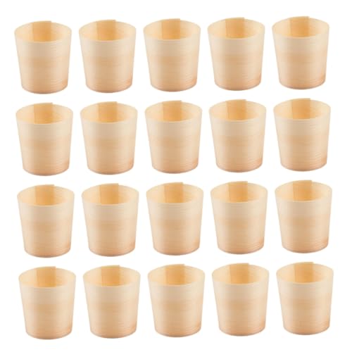 BAZEITFLOW 50 Piezas Vasos de Madera Desechables Unidades Ecológicos Biodegradables para Fiestas Aperitivos y Bebidas Calientes y Frías Uso Hogar