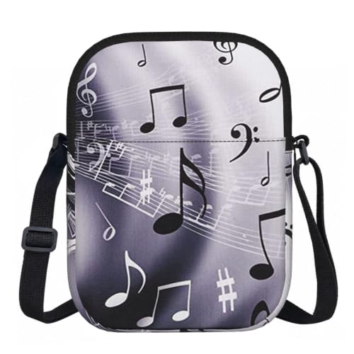 DOPKLNA Música y Corazón Rojo, Bolsos cruzados con cremallera, bolsos de hombro informales para mujeres y hombres.