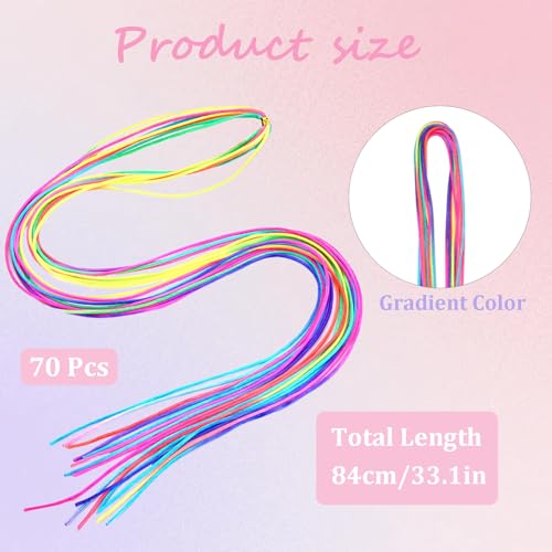 KEYRI 70 PCS Hair Braids for Kids Colorful Wrap String Rainbow Extensions Color Rope Band Braiding DIY Ponytail Styling Accessories for Girls Women (Gradient Color) - Image 2