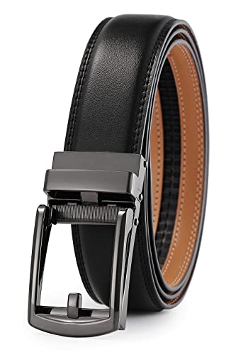 Image of Lingli Men's Belt,Ratchet Dress Belt with Automatic Buckle Brown /Black-Trim to Fit-35mm wide