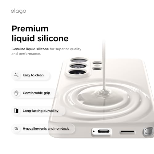 Image of elago Magnetic Silicone Case Compatible with Samsung Galaxy S26 Ultra Case, Compatible with MagSafe Accessories, Protective Cover, Shockproof, Slim, Anti-Scratch Soft Microfiber Lining (Stone)