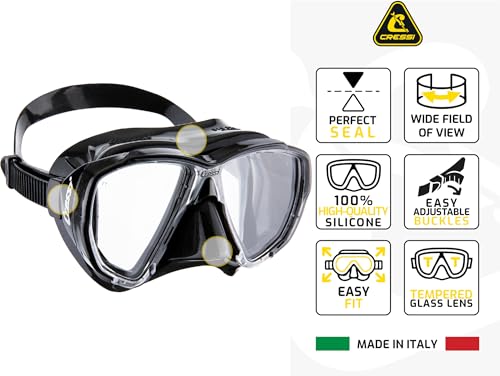 Cressi Kit de Máscara y Tubo para Snorkel - Vista Amplia y Tubo Seco - Big Eyes & Seal Dry - Hecho en Italia miniatura 3