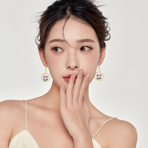 Birth Flower Earrings for Women Handmade September Month Real Pressed Earrings Unique Resin Dangle Plant Earrings Dry Flowers Great Present For Birthday,Party, Christmas2