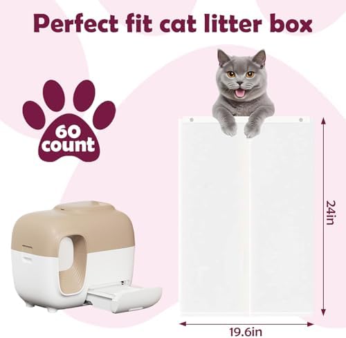 60pcs Cat Litter Box Liners by PetSnowy for Automatic Use
