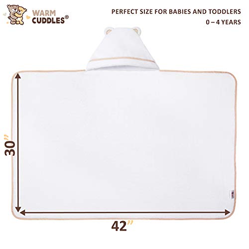 Warm Cuddles Premium Toddler Towel With Hood | Organic Bamboo Toddler Hooded Bath Towel | Large Hooded Towel For Toddler Newborn Infant Boy Girl | Newborn Towel (White) #TOP4