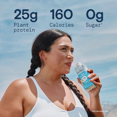 Image of KATE FARMS Organic High Protein Vanilla Nutrition Shake, 25g Protein, 6g Fiber, 27 Vitamins and Minerals, 0g Sugar, Protein Drink, 11 oz (12 Pack)