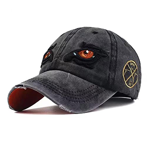 Elwow Gorra de béisbol vintage envejecida para hombre con bordado de ojo de águila, Negro, Medium / Large Cover