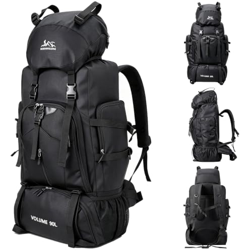 Yaskyly Wanderrucksack Herren Damen 90L Trekkingrucksack Reiserucksack Großer Wasserdicht Wandern Rucksack Outdoor Rucksäcke Sport Daypack mit Mehrere Fächer für Wandern Camping Bergsteigen Reisen