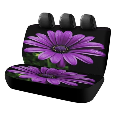 Funda de asiento para coche de margaritas moradas que soluciona el desgaste y los roces