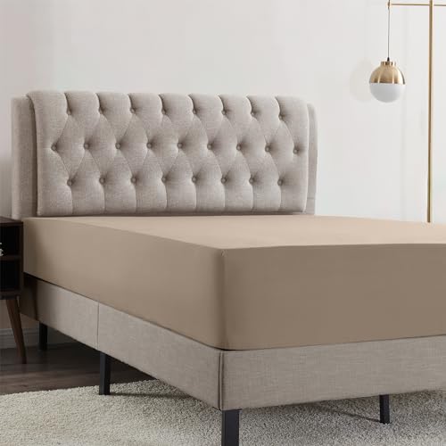 Empyrean 4 Pack Full Fitted Sheets - Deep Pocket, Fits 14-16 Inch Mattress, Ultra Soft Microfiber, Wrinkle-Resistant, Shrinkproof & Fade Resistant Sheets for Full Size Beds, Taupe by Empyrean Bedding - Used condition - Image 2