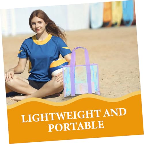 1set Large Capacity Beach Tote Hanging Pockets Iridescent Design for Travel Pool Outdoor Activities Spacious Women Bag3