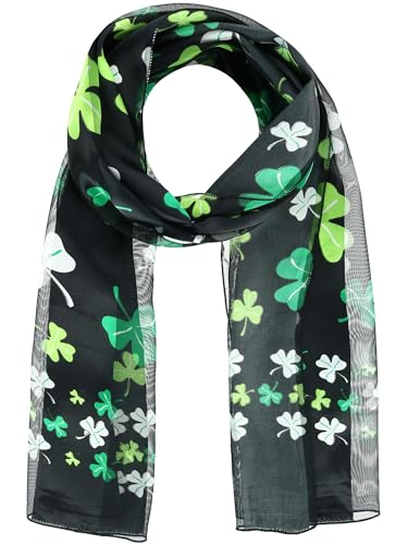 CTM Women's St. Patrick's Day Clover Print Holiday Lightweight Scarf4