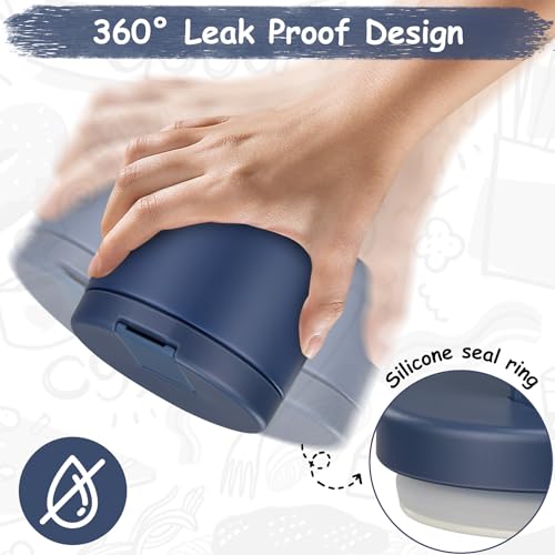 12oz Insulated Vacuum Food Jar with Buckle Lid Wide Mouth Soup Thermo for Hot Food Kids Leakproof Stainless Steel Lunch Container- Blue 1 Pack