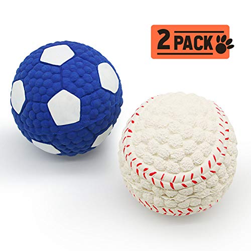 Jouet Pour Chien Indestructible Football and Tennis Balls de Sport Jouet Balle pour Leçons Pratiquer Latex Vocal Interactif Boule Lancer de Machines pour Jouer Avec Animaux Domestiques Paquet de 2