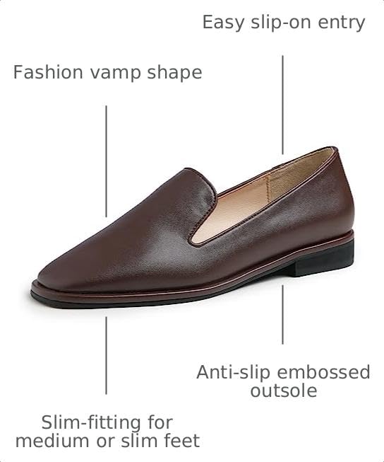 Image of FEVERSOLE Women's Fashion Dress Comfort Low Heel Office Penny Loafer Flats