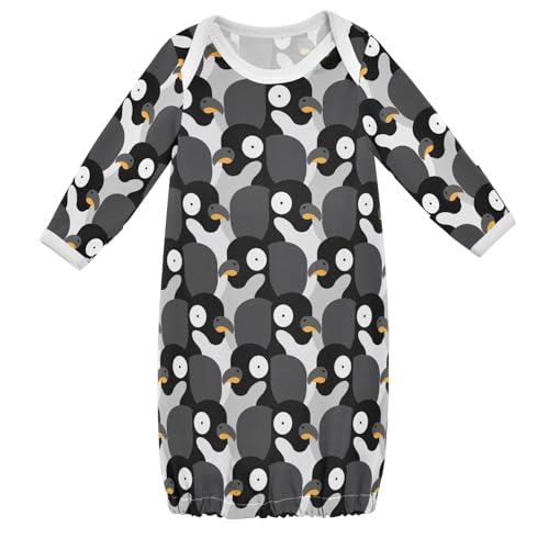WIFIU Polar Bird Penguin Pattern Baby Girls Boys Sleeper Gown Cotton Nightgown Long Sleeve, Baby Nightdress Sleeping Clothes for Newborn 6-12 Months Multicolor