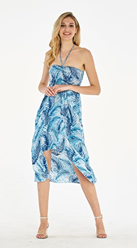 Image of Women's Hawaiian Luau Halter Dress in Signature Prints | Sleeveless halter dress, high-low hem; Hawaiian floral print; soft rayon, machine washable; luau, beach, cruise, party