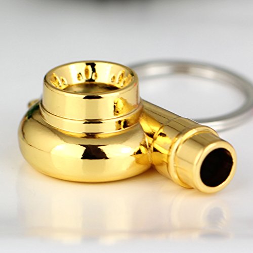 Image of maycom Creative Spinning New Chrome Polished Gold Turbo Turbocharger Keychain Key Chain Ring Keyring Keyfob,make Whistle Sound