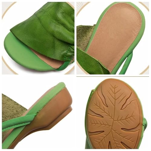 Women's Leather Hollow Flats - 2.5cm Peep Toe Summer Mary Jane Slippers3