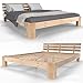 SANZARO Holzbett 160 x 200 cm - Massivholz Bett Kiefer Doppelbett Balkenbett Bettgestell Bettrahmen Lattenrost, Natur SANZARO günstig Kaufen-SANZARO Holzbett 160 x 200 cm - Massivholz Bett Kiefer Doppelbett Balkenbett Bettgestell Bettrahmen Lattenrost, Natur