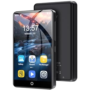 80GB MP3 Player with Bluetooth and WiFi, Android Player with Speaker Mp3 & Mp4 Music Player with Spotify, Amazon Music, Deezer, Browser, 4.0″ Touch Screen, Download Music, FM Radio,Up to 512GB(Black)