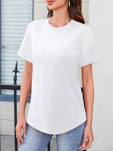 Image of Elesomo Womens Shirts Casual Crew Neck Short /Long Sleeve Tunic Tops Tees