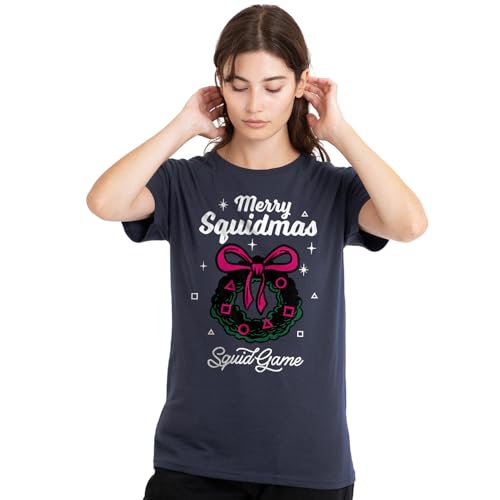 Squid Game T-shirt de Noël à motif couronne Squidmas en coton doux coupe femme