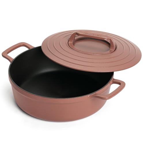 Image of Ember Cookware Pre-Seasoned Cast Iron Casserole 26 cm | Induction Cookware | 10-Year Warranty | Cast Iron Kadhai | Dutch Oven | Biryani Pot Heavy Bottom | PFAS & PFOA Free | Cooking Pot | Terracotta